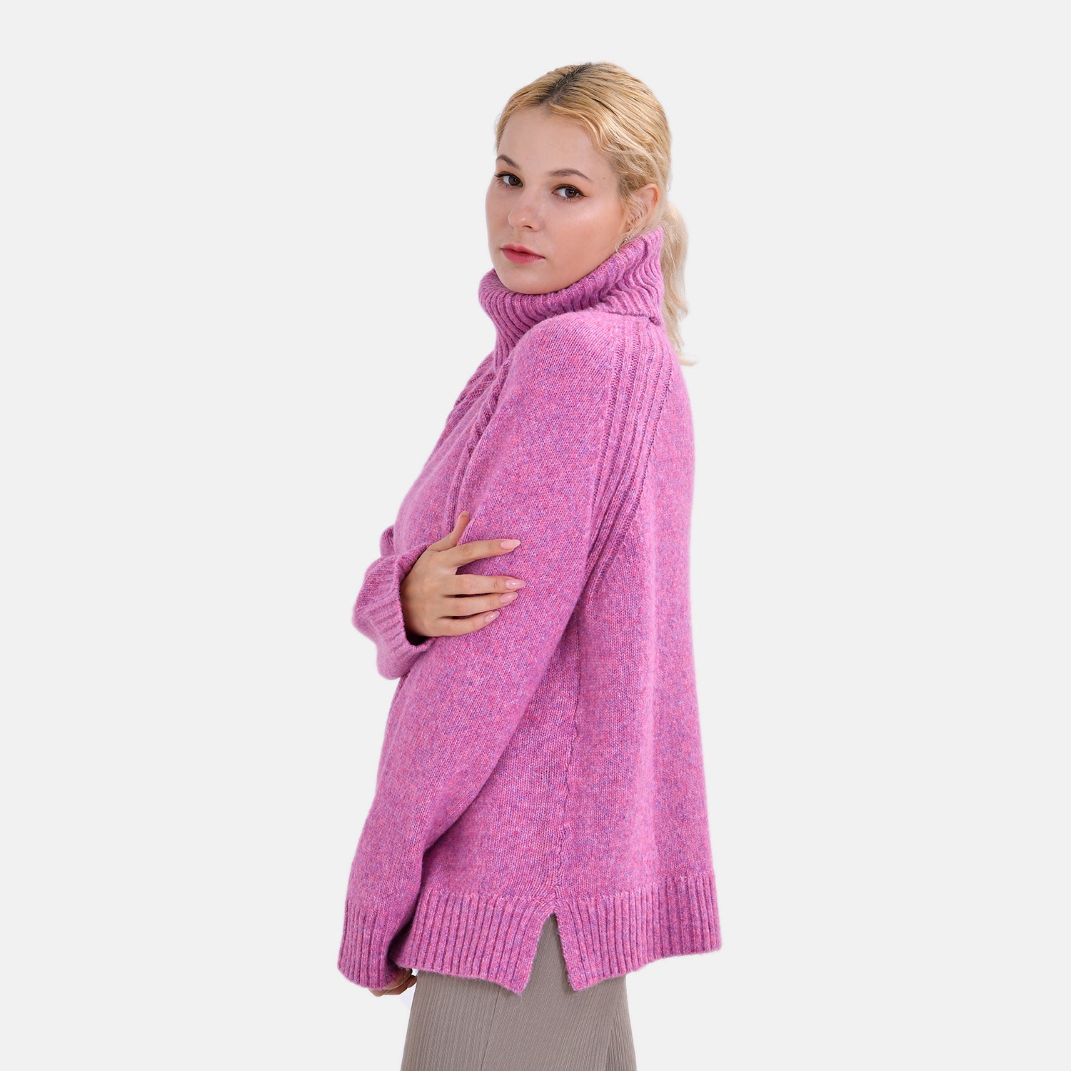 La Marey Roll Neck Jumper (Size S) - Fuchsia_7752620_2