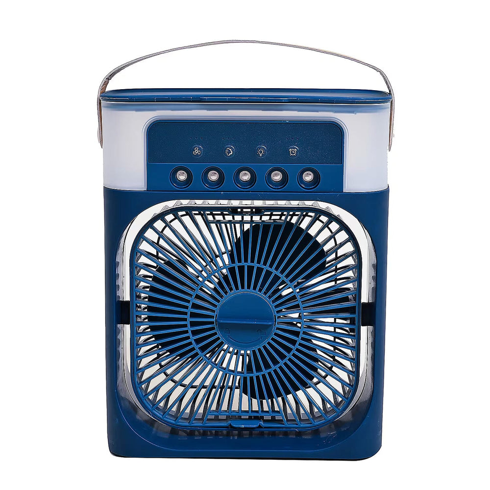 Portable Air Cooler Mist Fan Humidifier With Night Light and 600ML Capacity - Blue
