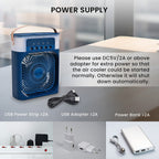 Portable Air Cooler Mist Fan Humidifier With Night Light and 600ML Capacity - Blue