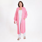 Knitted Long Cardigan with Pockets (Size 8-24) - Paris Pink