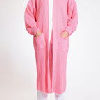 Knitted Long Cardigan with Pockets (Size 8-24) - Paris Pink