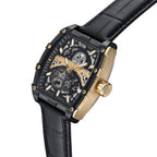 REIGN OLYMPIA Automatic Movt. 10 ATM Water Resistant Watch with Black Genuine Leather Strap in Gold Tone_7754663_3