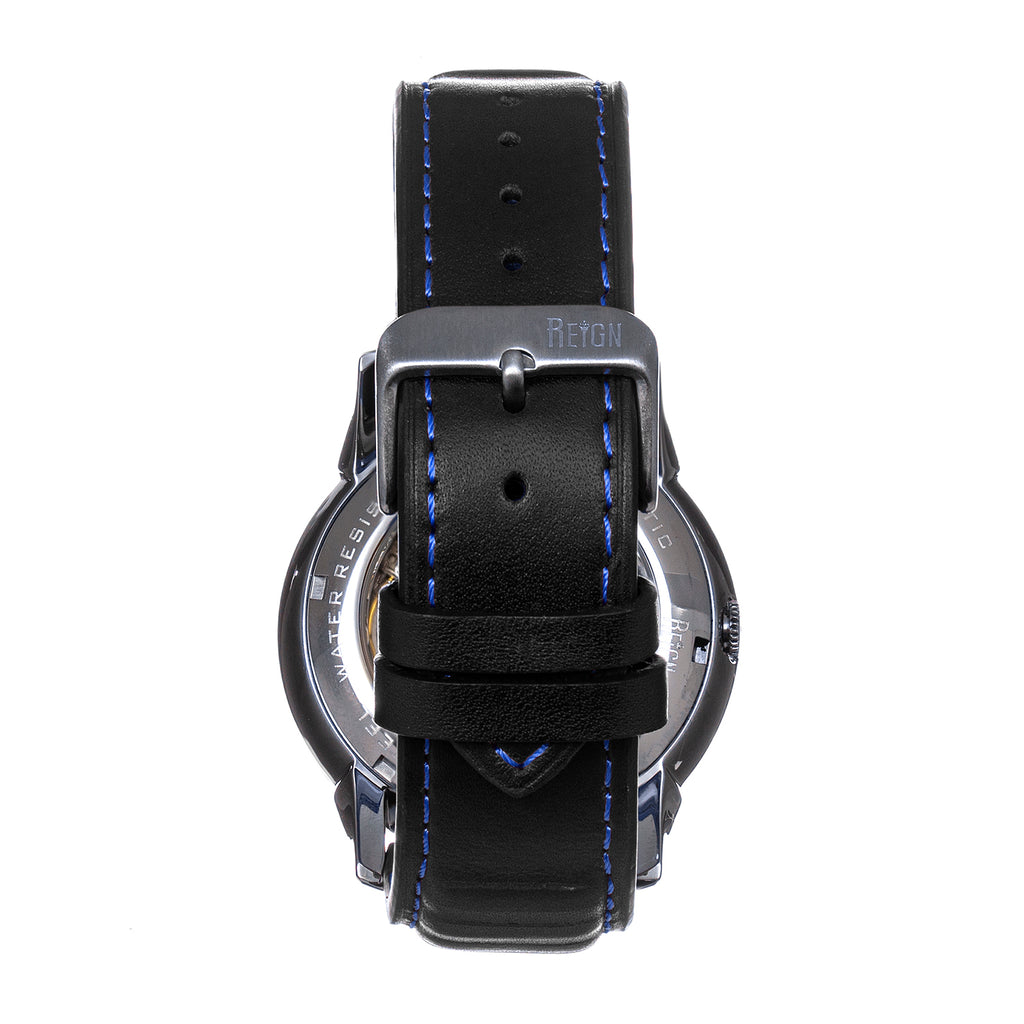 Reign Monterey Skeletonized Black Analog Dial 10 ATM Watch with Black Genuine Leather Strap_7754676_4