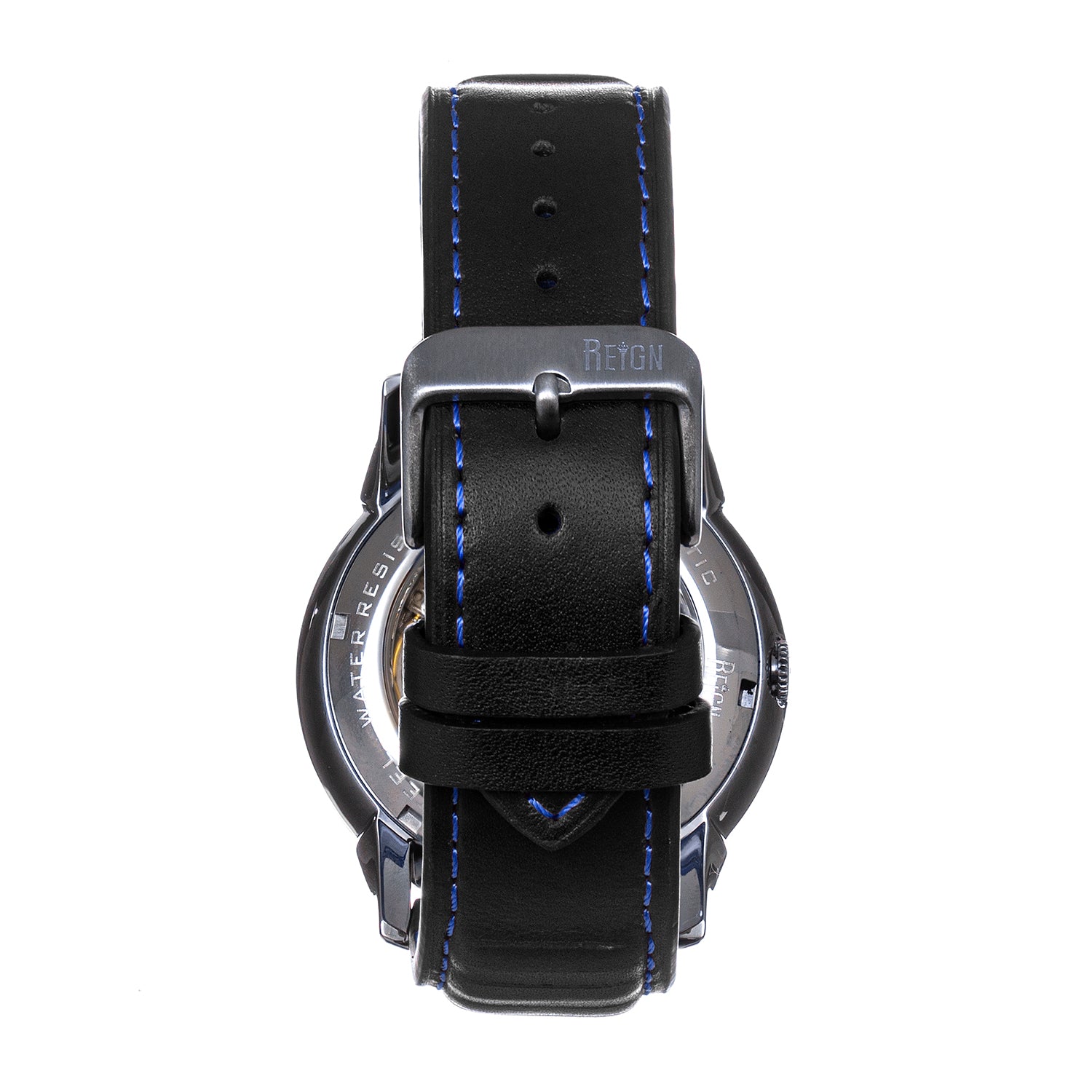 Reign Monterey Skeletonized Black Analog Dial 10 ATM Watch with Black Genuine Leather Strap_7754676_4