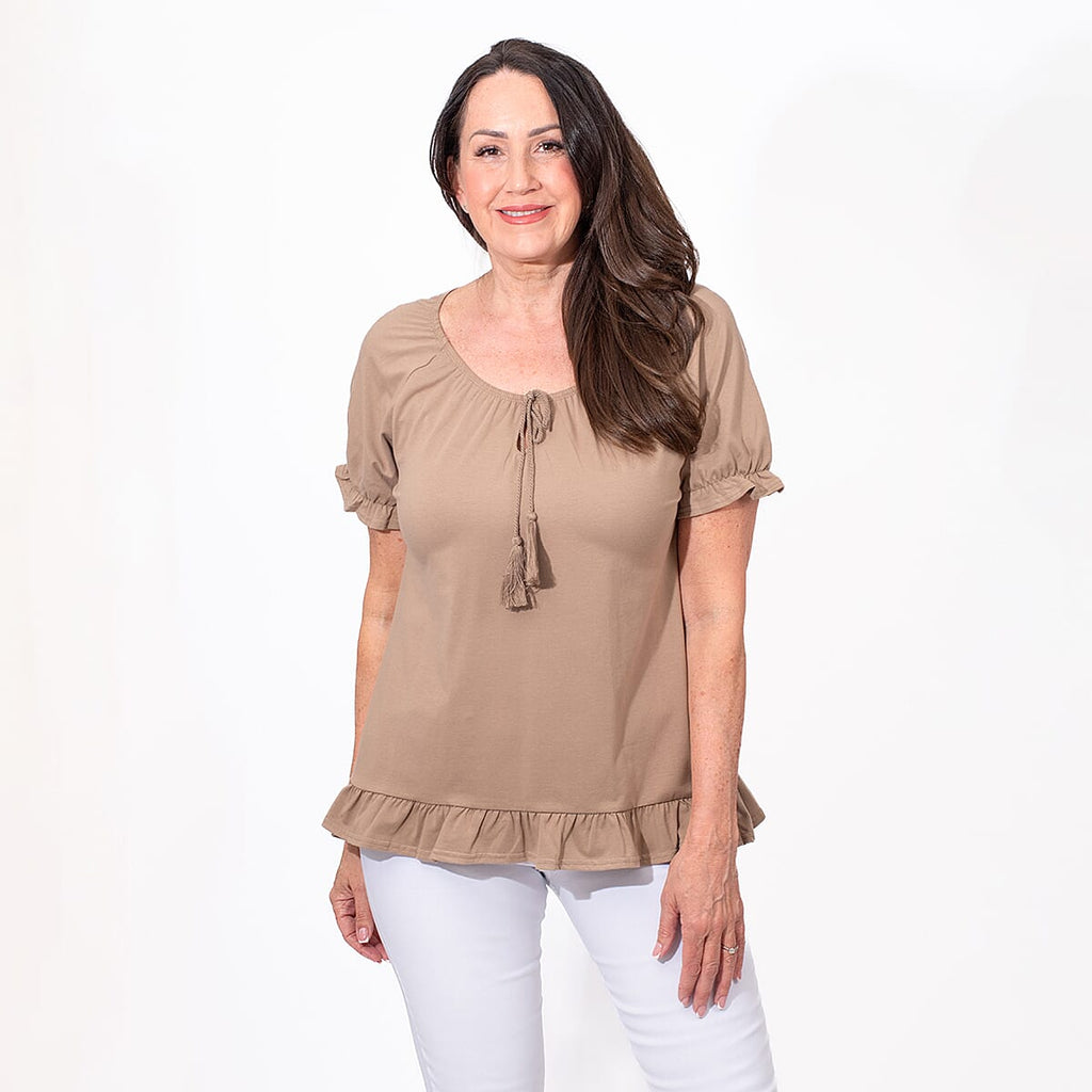 MAISON Cotton Gypsy Top (Size L) - Camel