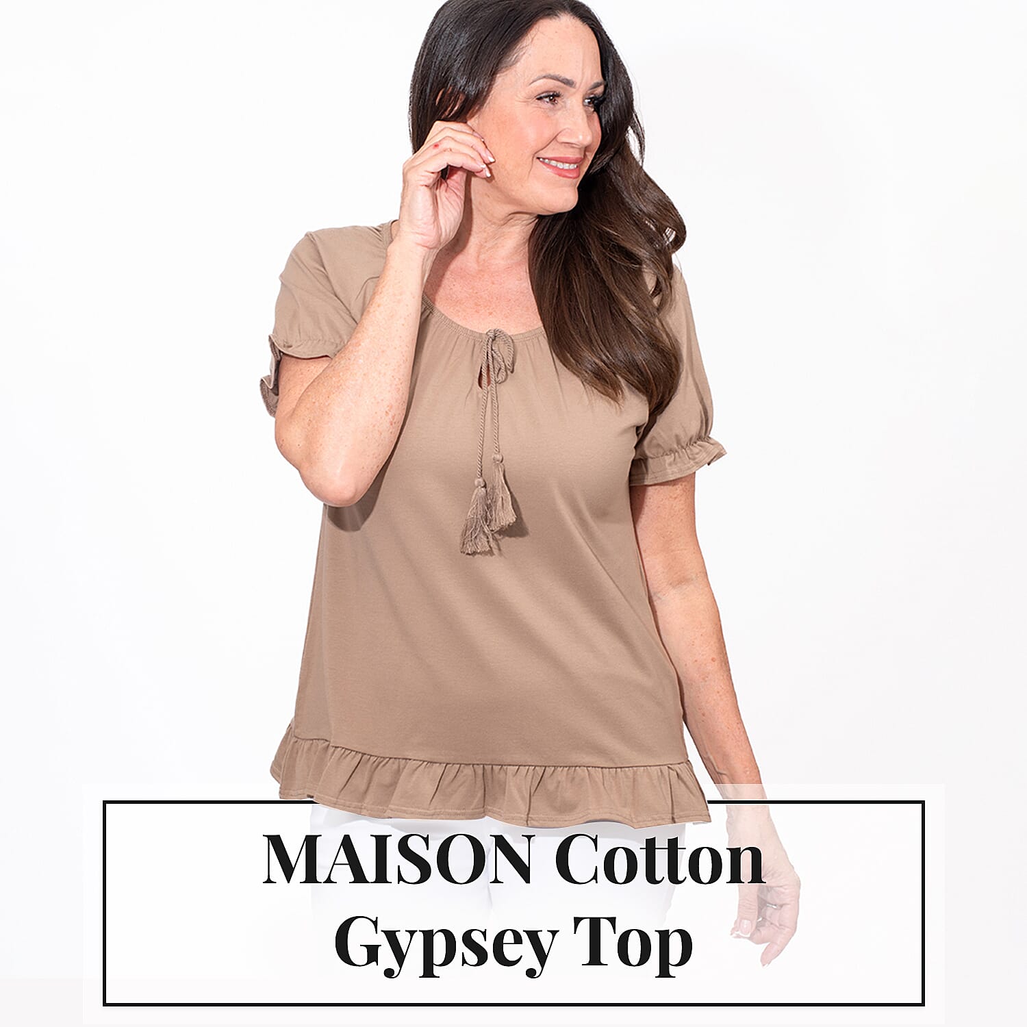 MAISON Cotton Gypsy Top (Size L) - Camel