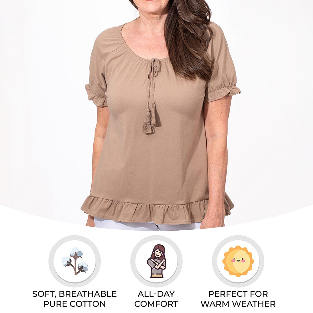 MAISON Cotton Gypsy Top (Size L) - Camel