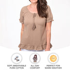 MAISON Cotton Gypsy Top (Size L) - Camel