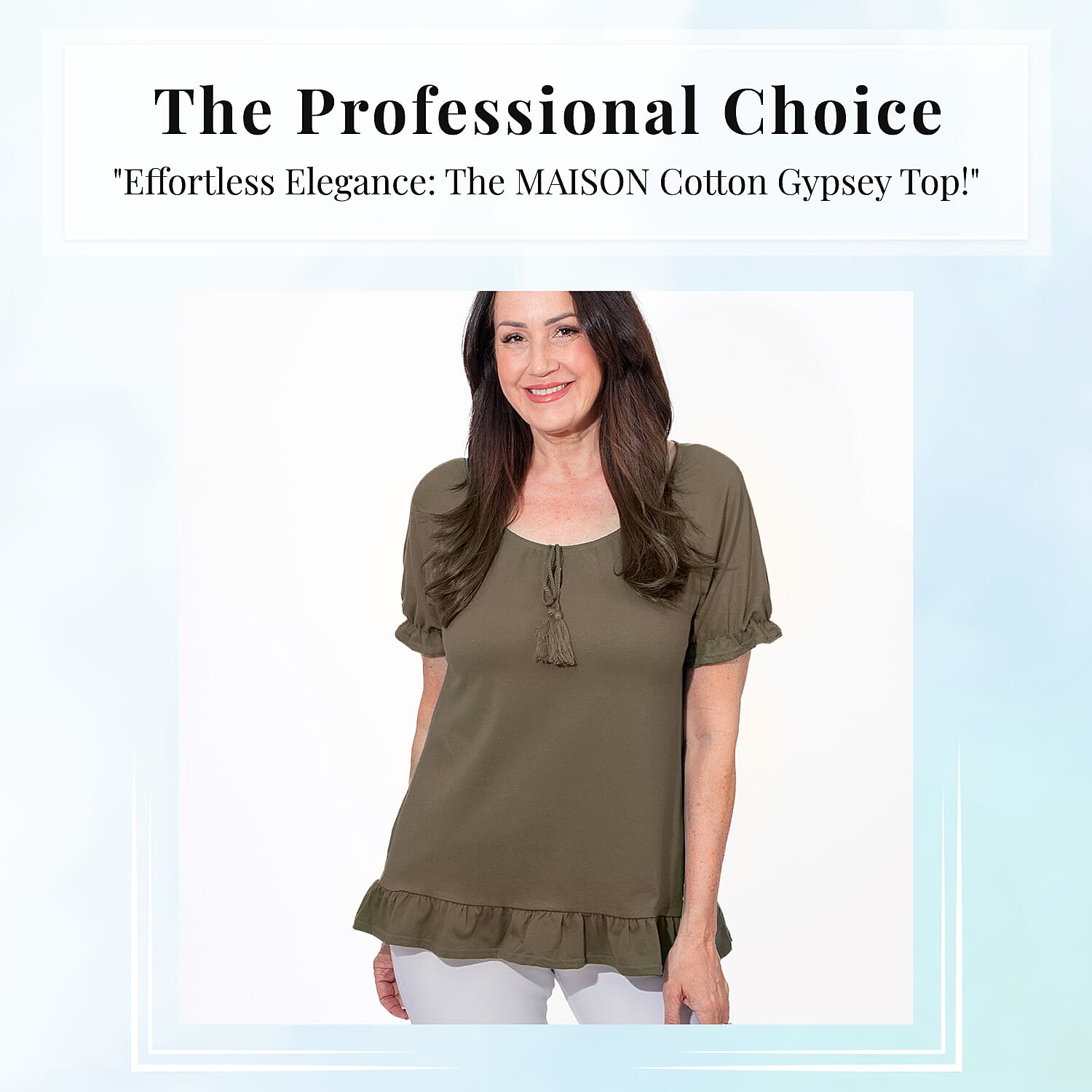 MAISON Cotton Gypsy Top (Size L) - Khaki