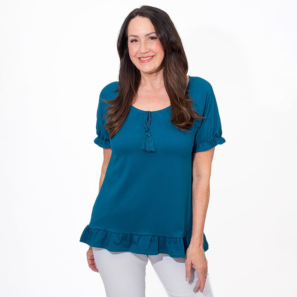 MAISON Cotton Gypsy Top (Size L) - Teal