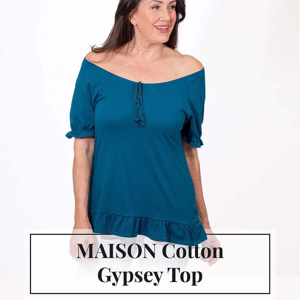 MAISON Cotton Gypsy Top (Size L) - Teal