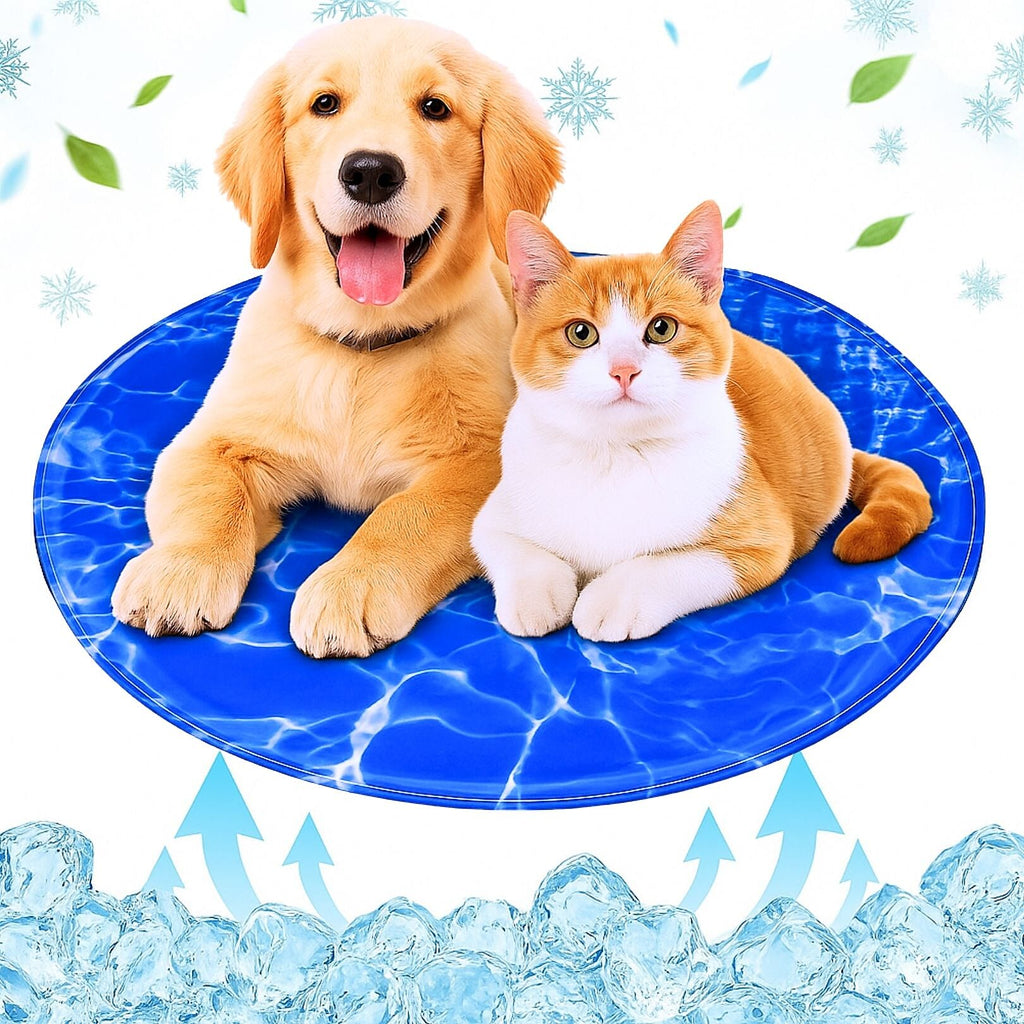 Pet Cooling Mat with Water Ripple Design (Size 80x80 cm) - Blue