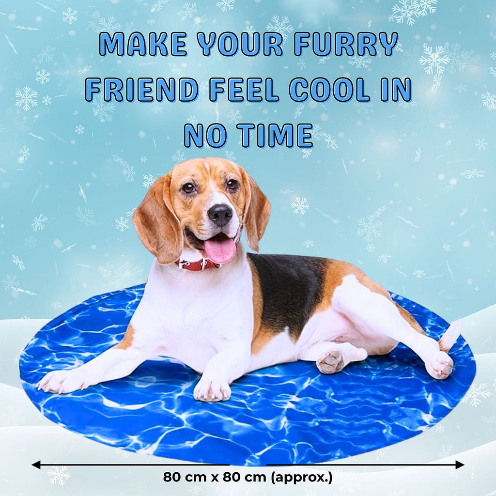 Pet Cooling Mat with Water Ripple Design (Size 80x80 cm) - Blue