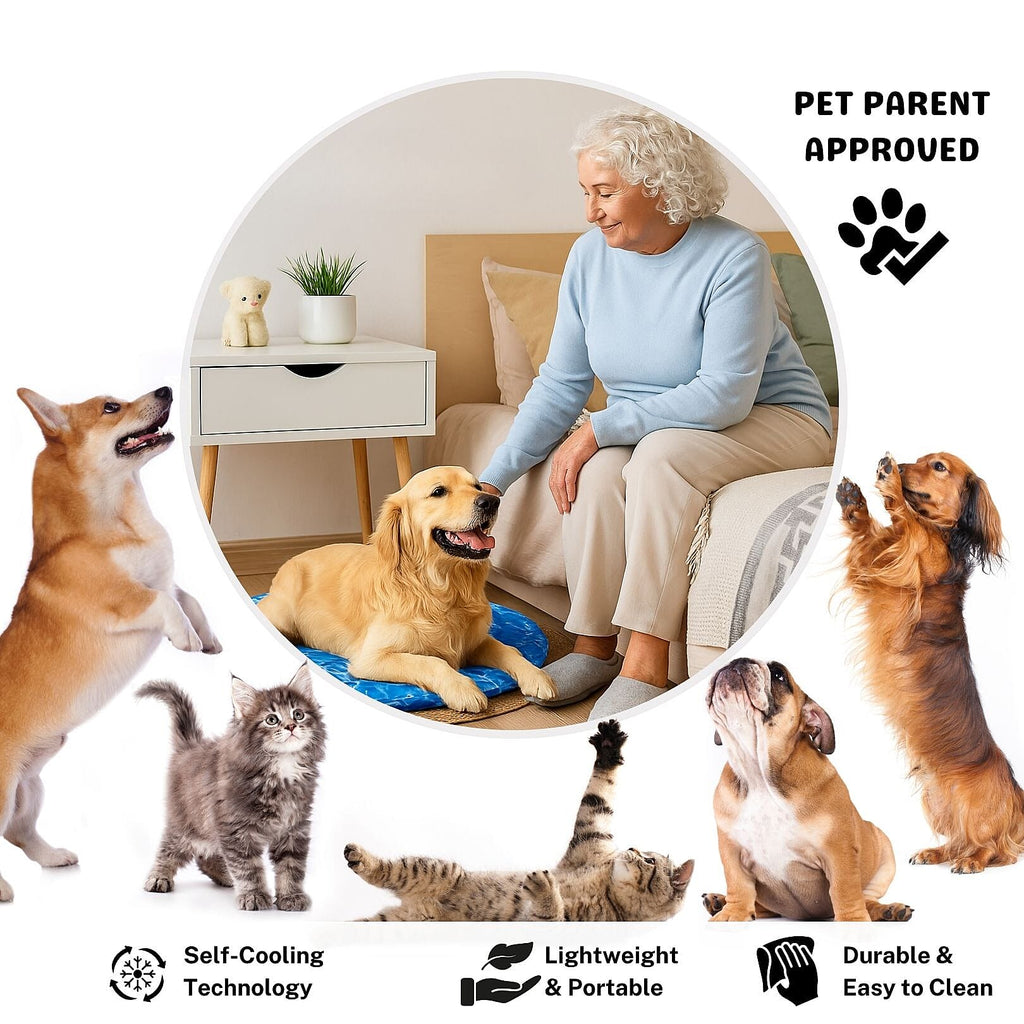 Pet Cooling Mat with Water Ripple Design (Size 80x80 cm) - Blue