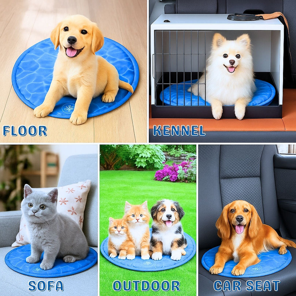 Pet Cooling Mat with Water Ripple Design (Size 80x80 cm) - Blue