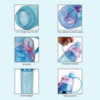 Set of 2 Fog Spraying Sports Water Bottle 600ml - Black & Blue