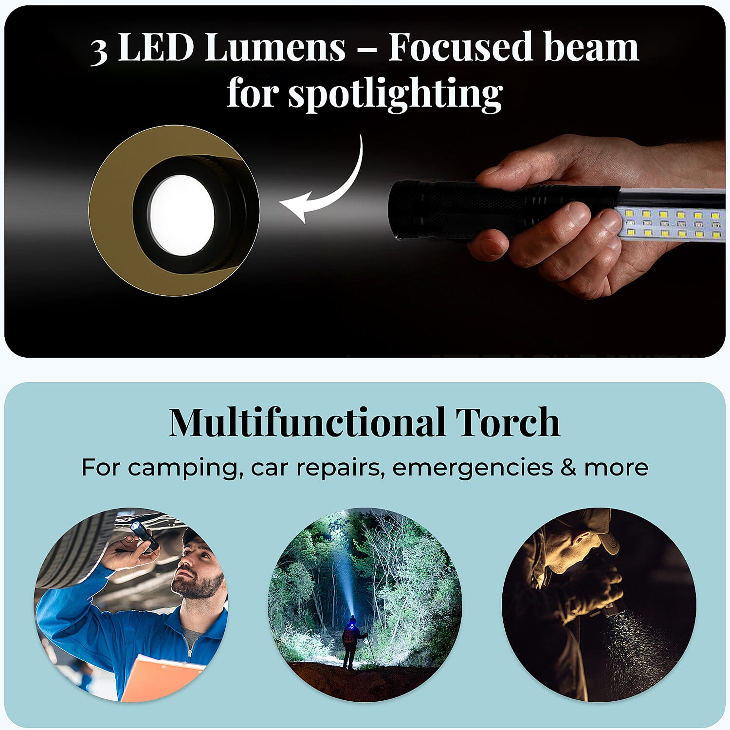 Multifunction LED Flex Flash Torch- Black