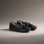 Jo & Joe Nautical Womens Slip on Casual Leather Loafer with Tassle (Size 3) - Black_7758485