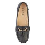 Jo & Joe Nautical Womens Slip on Casual Leather Loafer with Tassle (Size 3) - Black_7758485_4