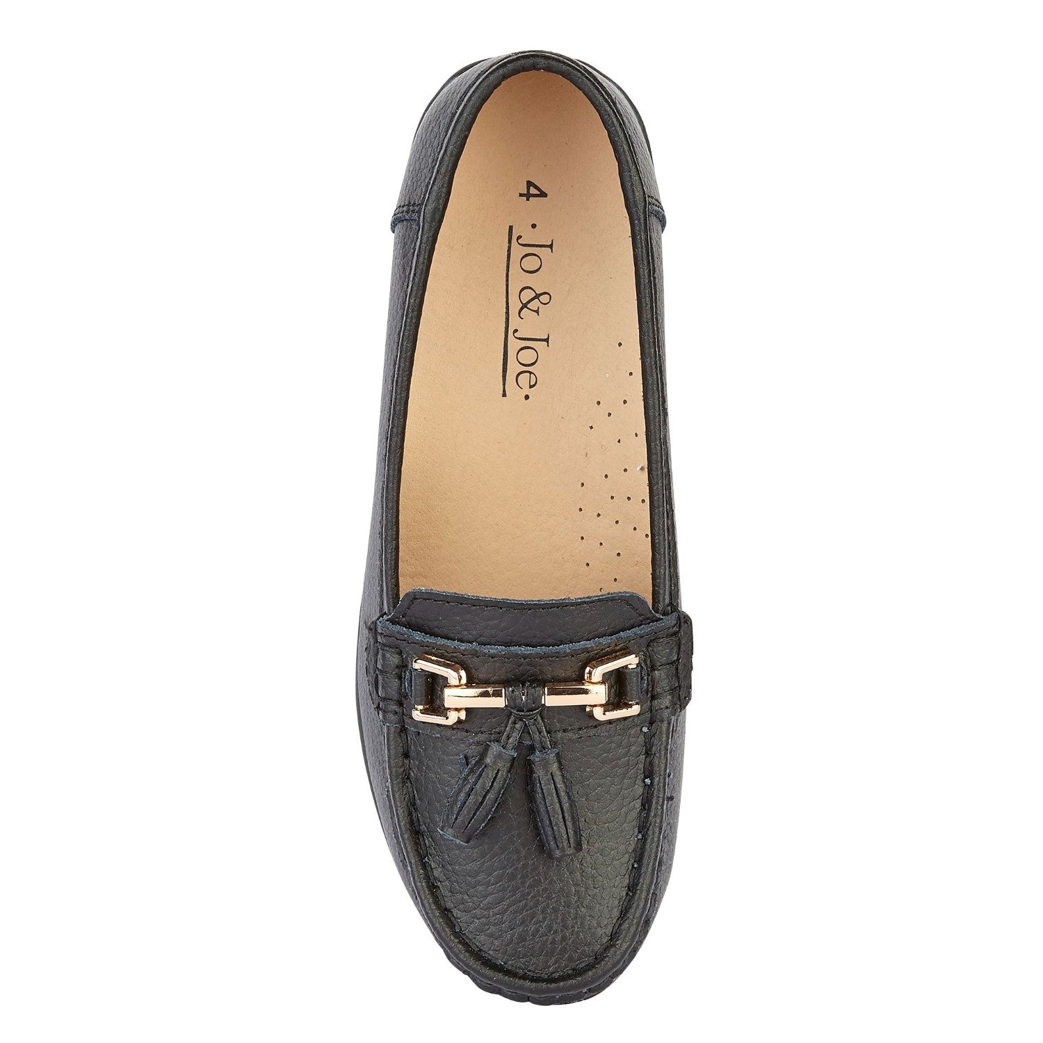 Jo & Joe Nautical Womens Slip on Casual Leather Loafer with Tassle (Size 3) - Black_7758485_4