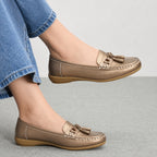 Jo & Joe Nautical Womens Slip on Casual Leather Loafer with Tassle (Size 8) - Bronze_7758532_1