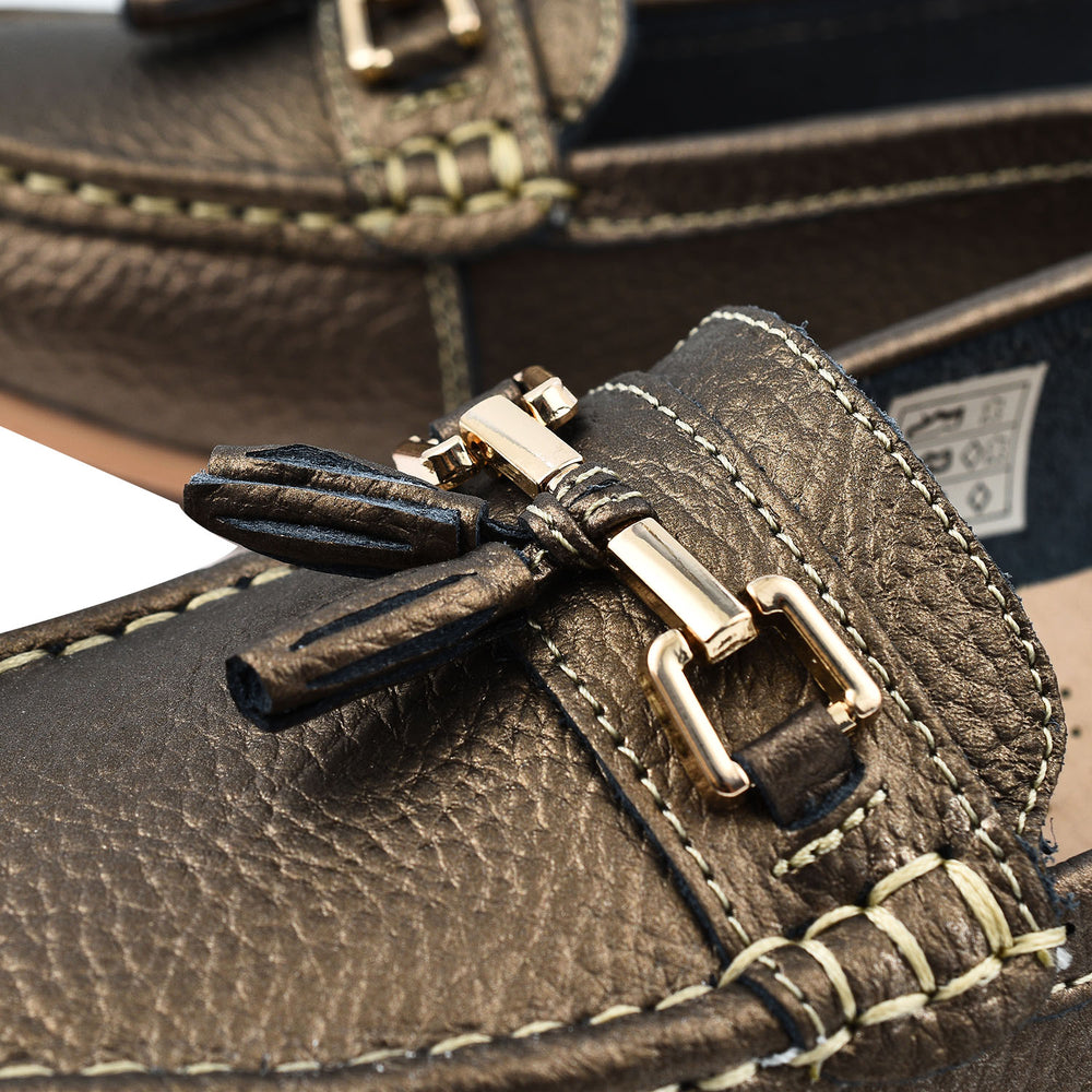 Jo & Joe Nautical Womens Slip on Casual Leather Loafer with Tassle (Size 8) - Bronze_7758532_6