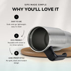 Stainless Steel Tumbler with Straw, Ergonomic Handle & Leak-Proof Lid - 850ml
