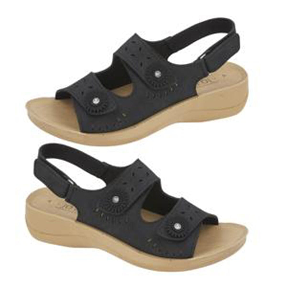 Jo - Joe Grenada Twin Touch Fasten Sandal (Size 5) - Black