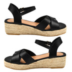 Jo & Joe Sunny Cross Strap Low Platform Wedge Sandal (Size 4) - Black_7766256_4