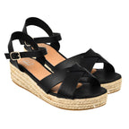 Jo & Joe Sunny Cross Strap Low Platform Wedge Sandal (Size 4) - Black_7766256_5