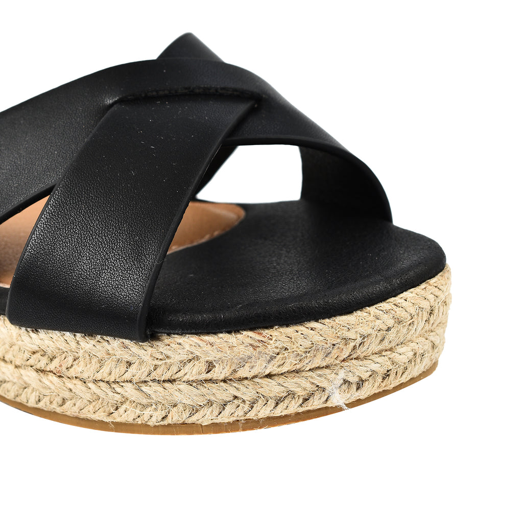 Jo & Joe Sunny Cross Strap Low Platform Wedge Sandal (Size 4) - Black_7766256_6