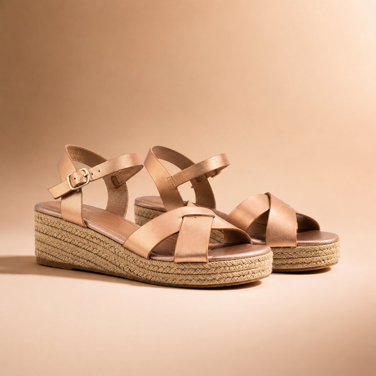 Jo & Joe Sunny Cross Strap Low Platform Wedge Sandal (Size 4) - Rose_7766258