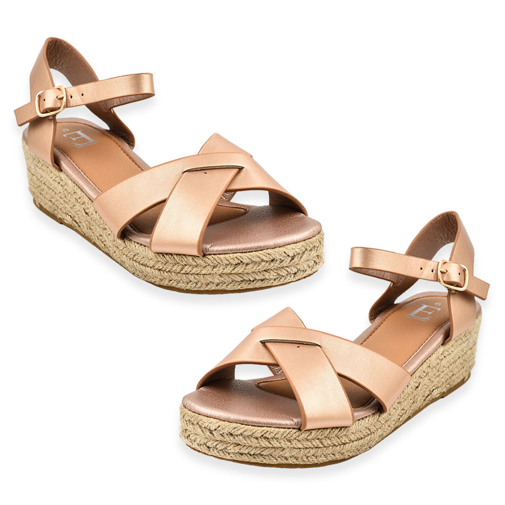Jo & Joe Sunny Cross Strap Low Platform Wedge Sandal (Size 4) - Rose_7766258_5