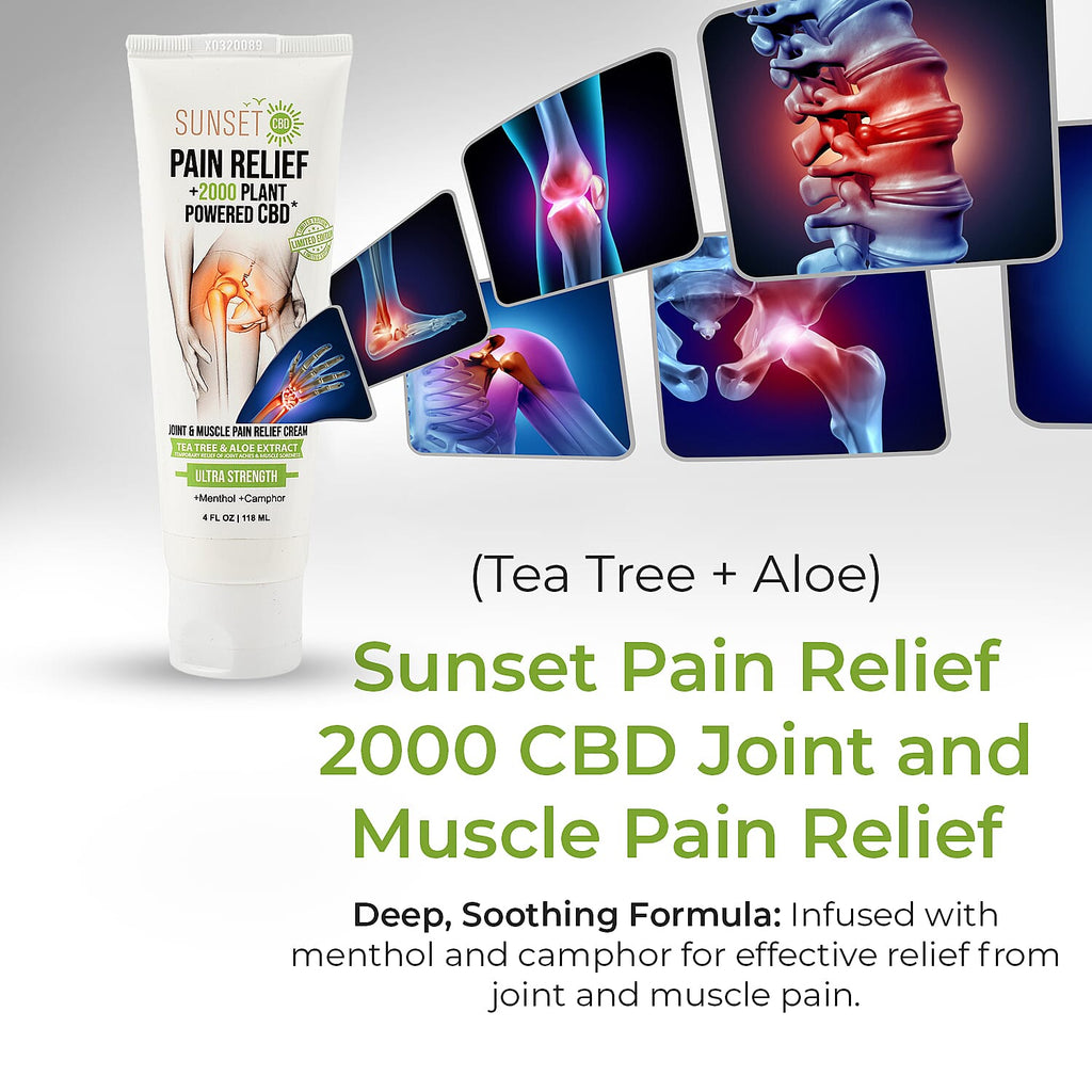 Sunset Pain Relief 2000mg ULTRA STRENGTH Joint & Muscle Pain Relief (Menthol + Camphor)