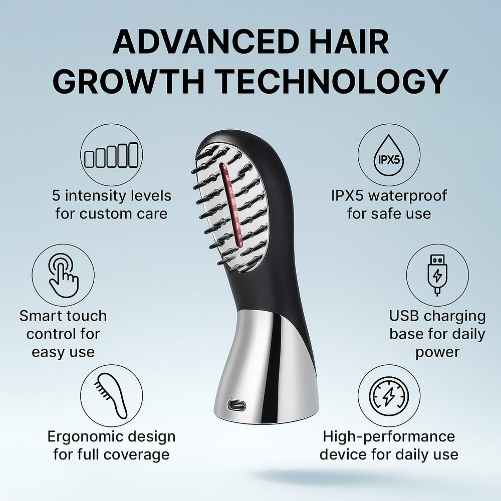 New Launch - LunaMour LaserBoost- - Advanced RF - Sonic Vibration - Low Level Laser Hair-Growth Brush