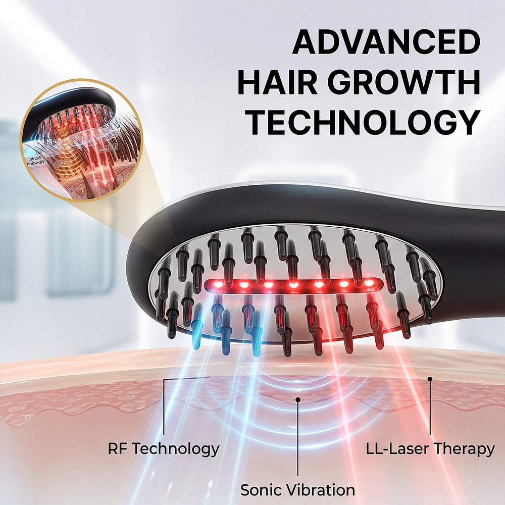New Launch - LunaMour LaserBoost- - Advanced RF - Sonic Vibration - Low Level Laser Hair-Growth Brush