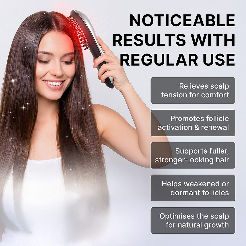 New Launch - LunaMour LaserBoost- - Advanced RF - Sonic Vibration - Low Level Laser Hair-Growth Brush