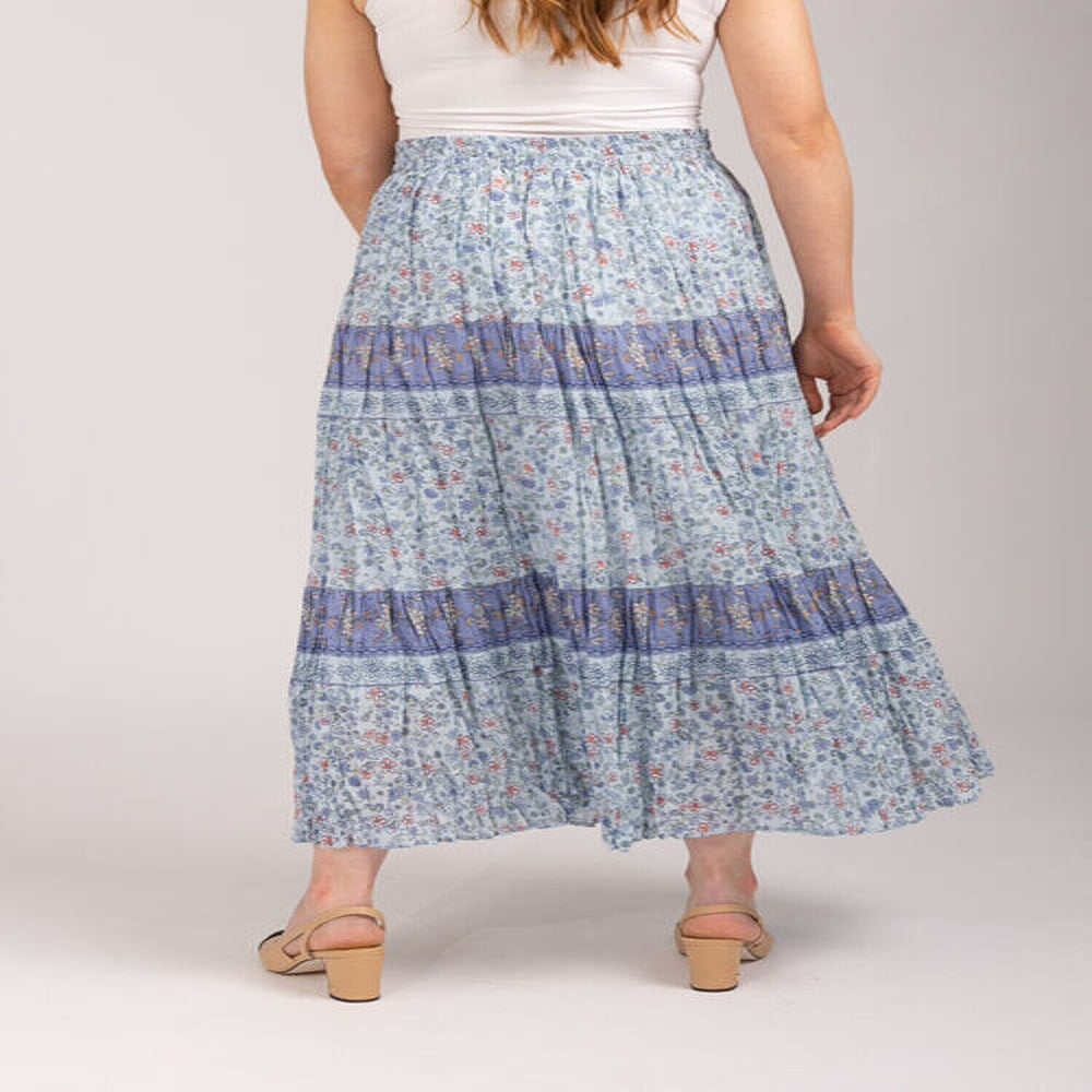 Maison Printed Skirt 100% Cotton (Size L,16-18) - Blue