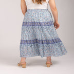 Maison Printed Skirt 100% Cotton (Size L,16-18) - Blue