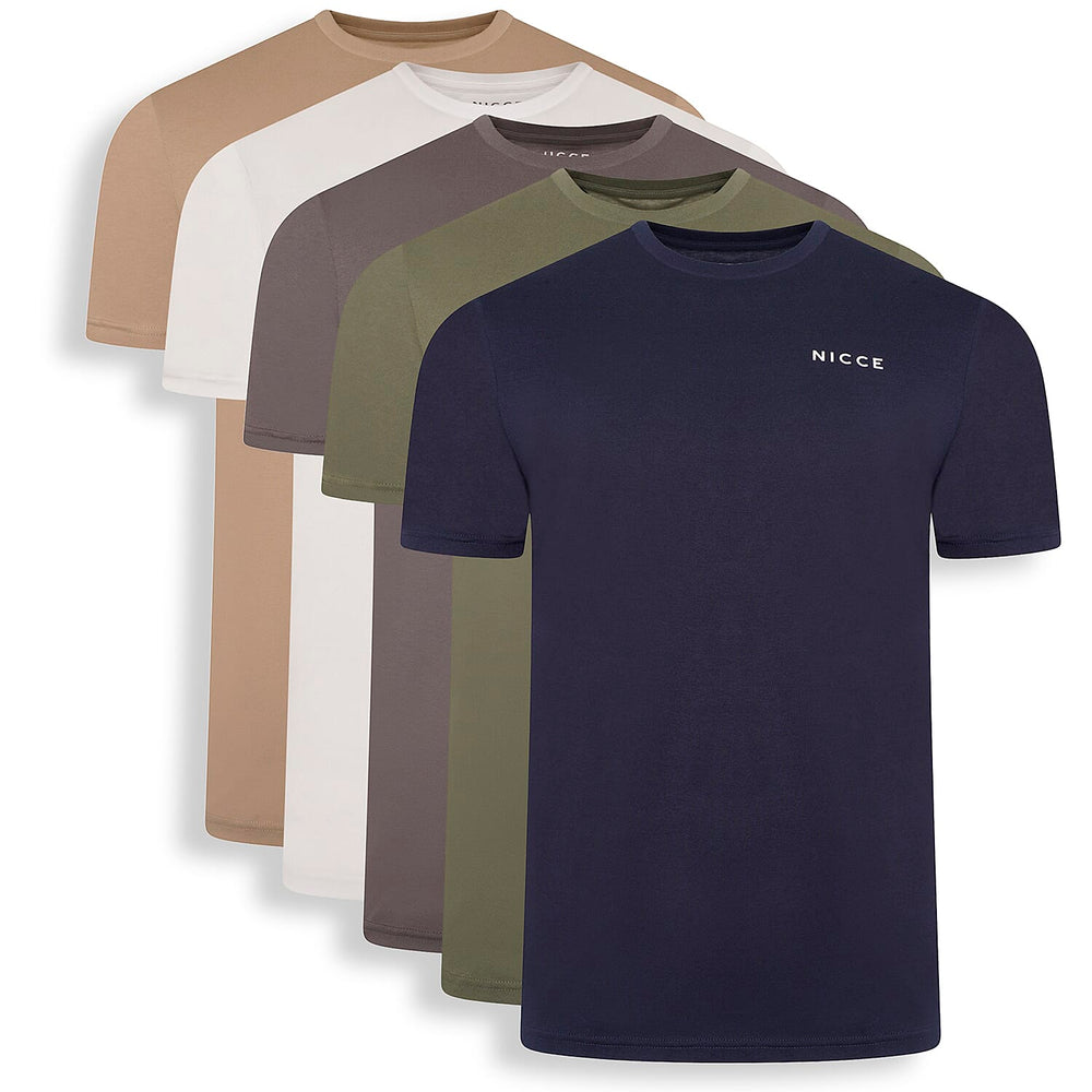 Set of 5 NICCE 100% Cotton Tee (Size S) - Earth Stone