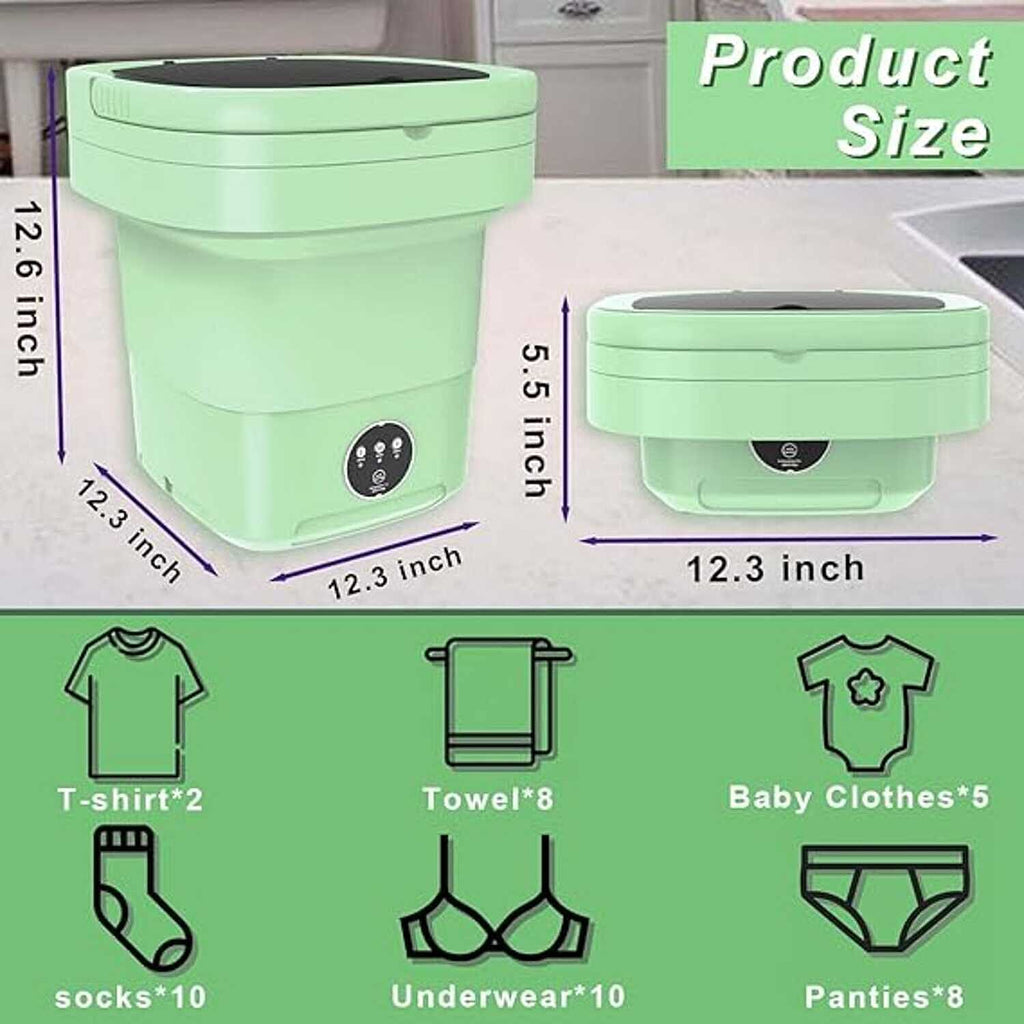 Collapsible Portable 11 Litre Washing Machine - Green
