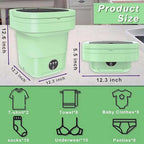 Collapsible Portable 11 Litre Washing Machine - Green