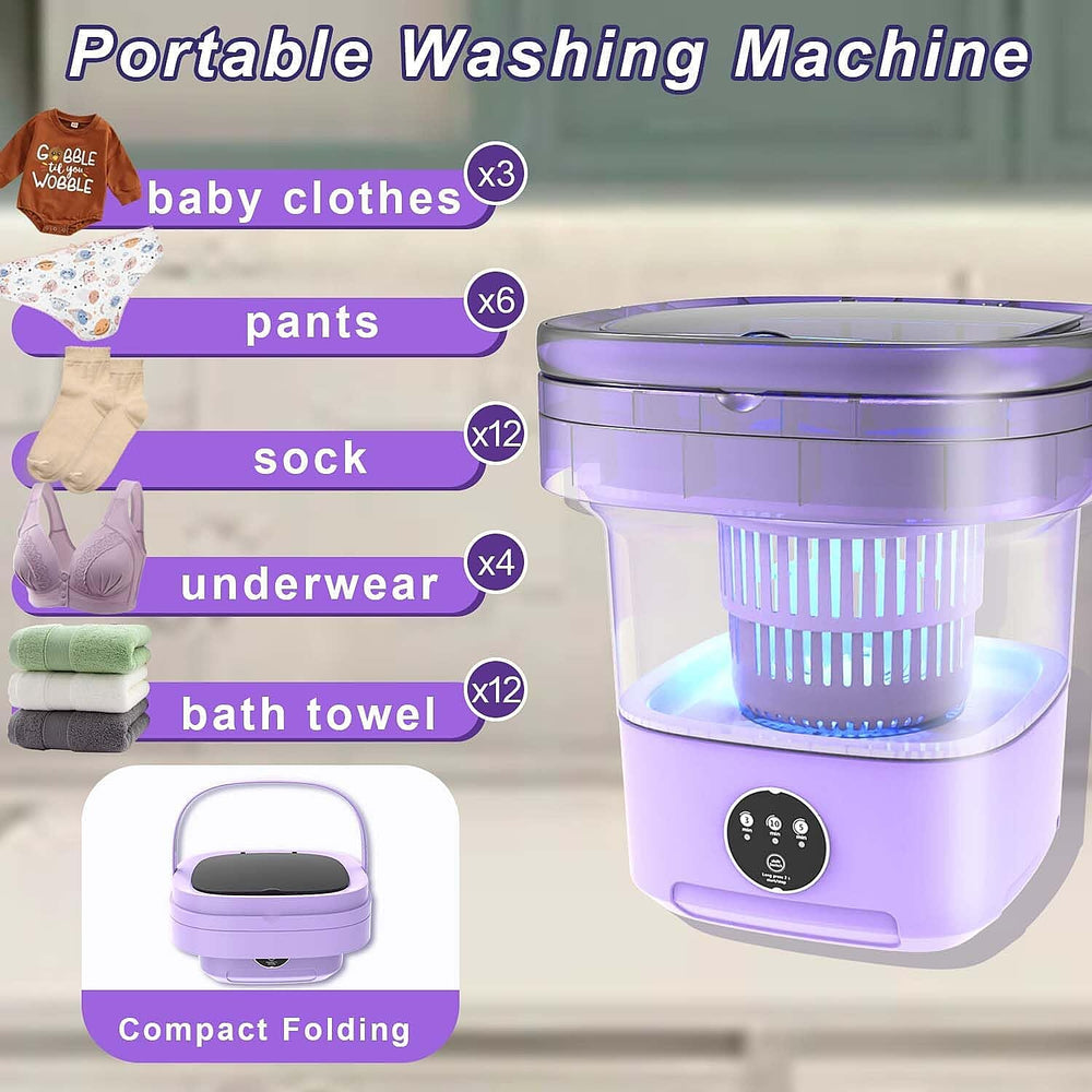 Collapsible Portable 11 Litre Washing Machine - Purple