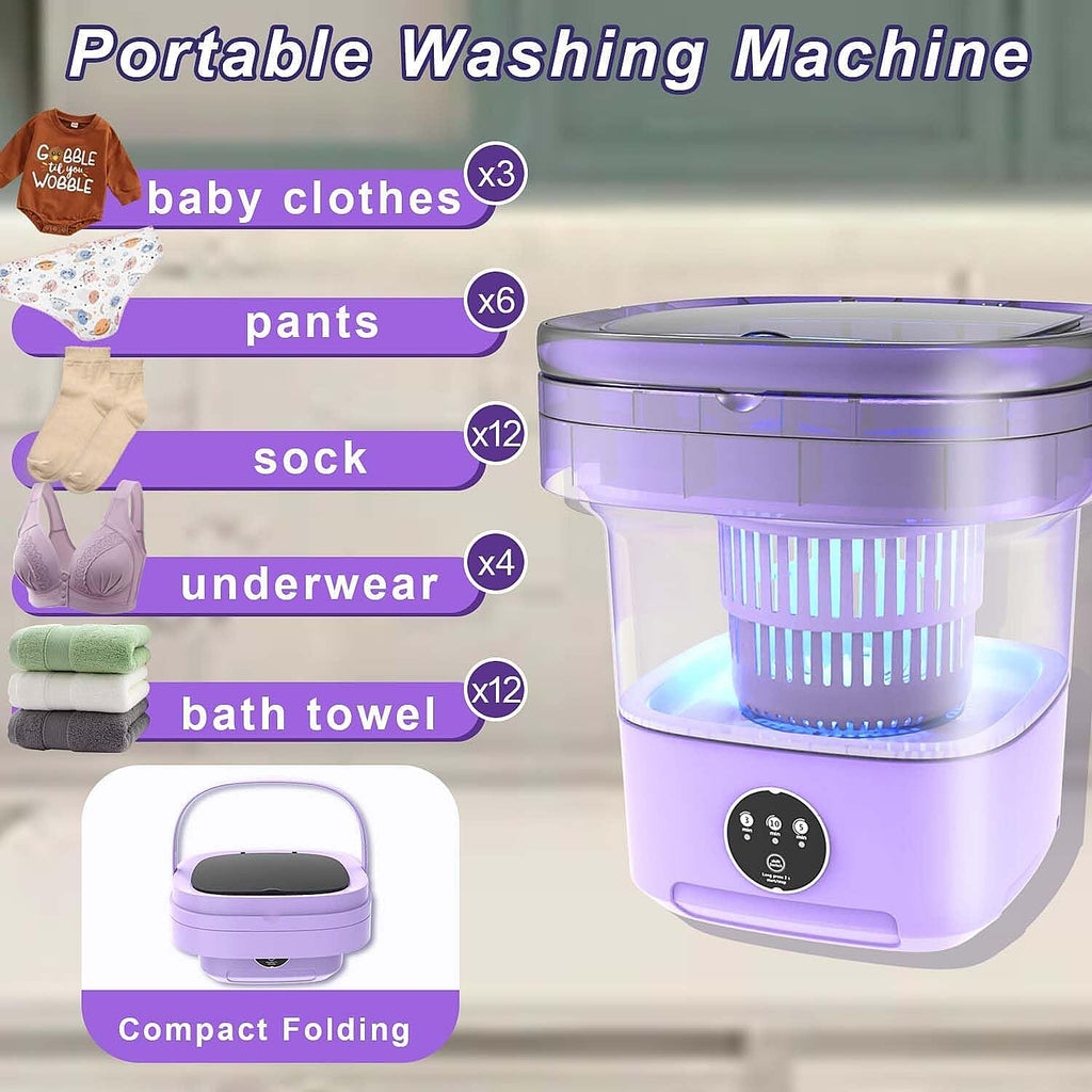 Collapsible Portable 11 Litre Washing Machine - Purple