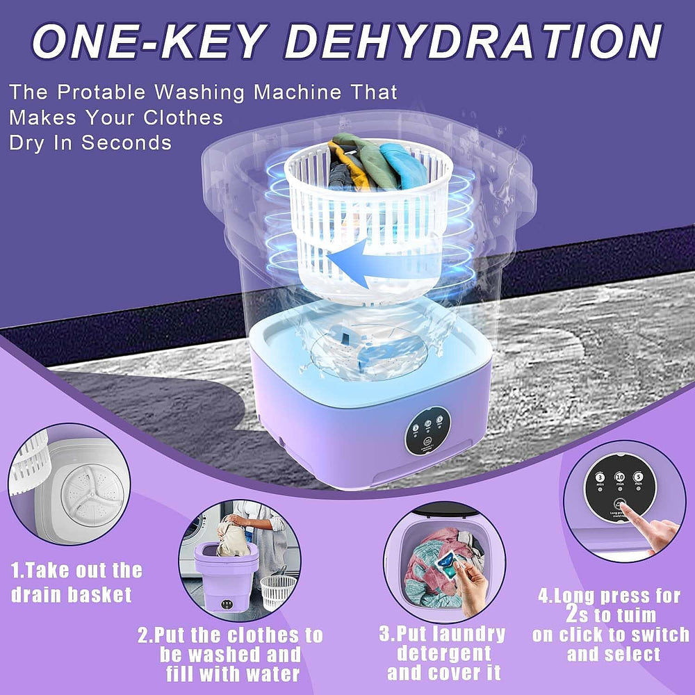 Collapsible Portable 11 Litre Washing Machine - Purple