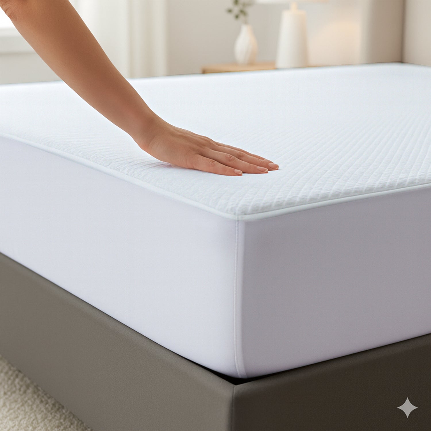 Nylon Patterned Mattress Pad (Size 180x30 cm) - Blue & White & Blue & White_7778022_2