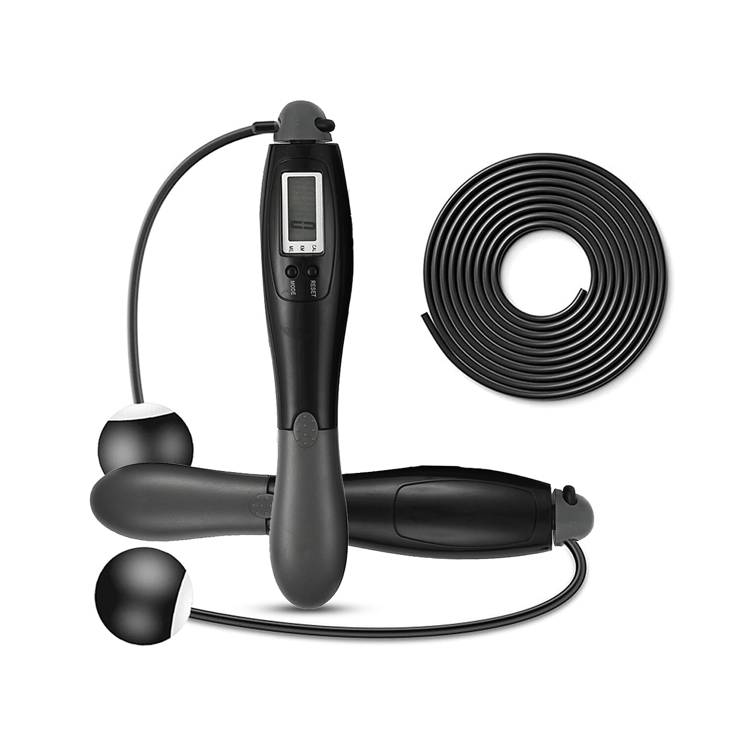 Digital Skipping Rope With - Without Rope - Black - Grey