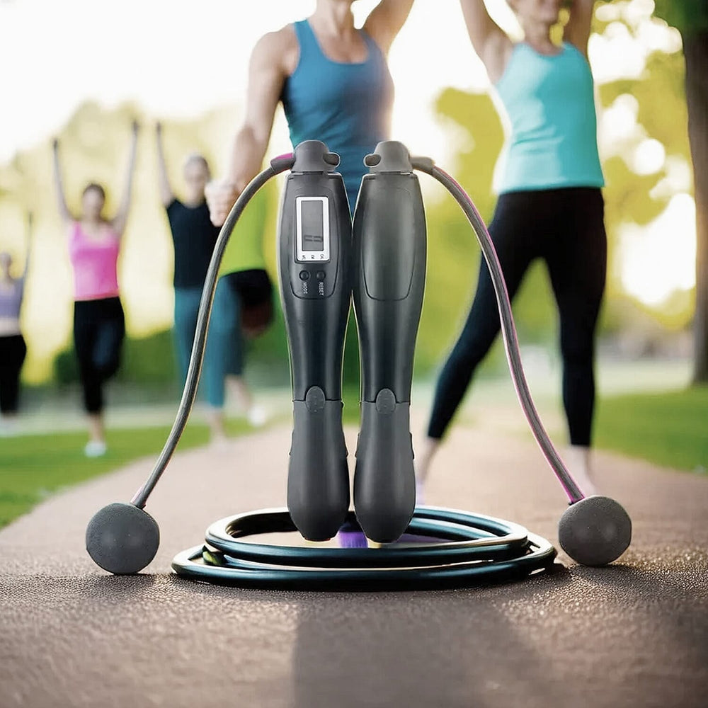 Digital Skipping Rope With - Without Rope - Black - Grey
