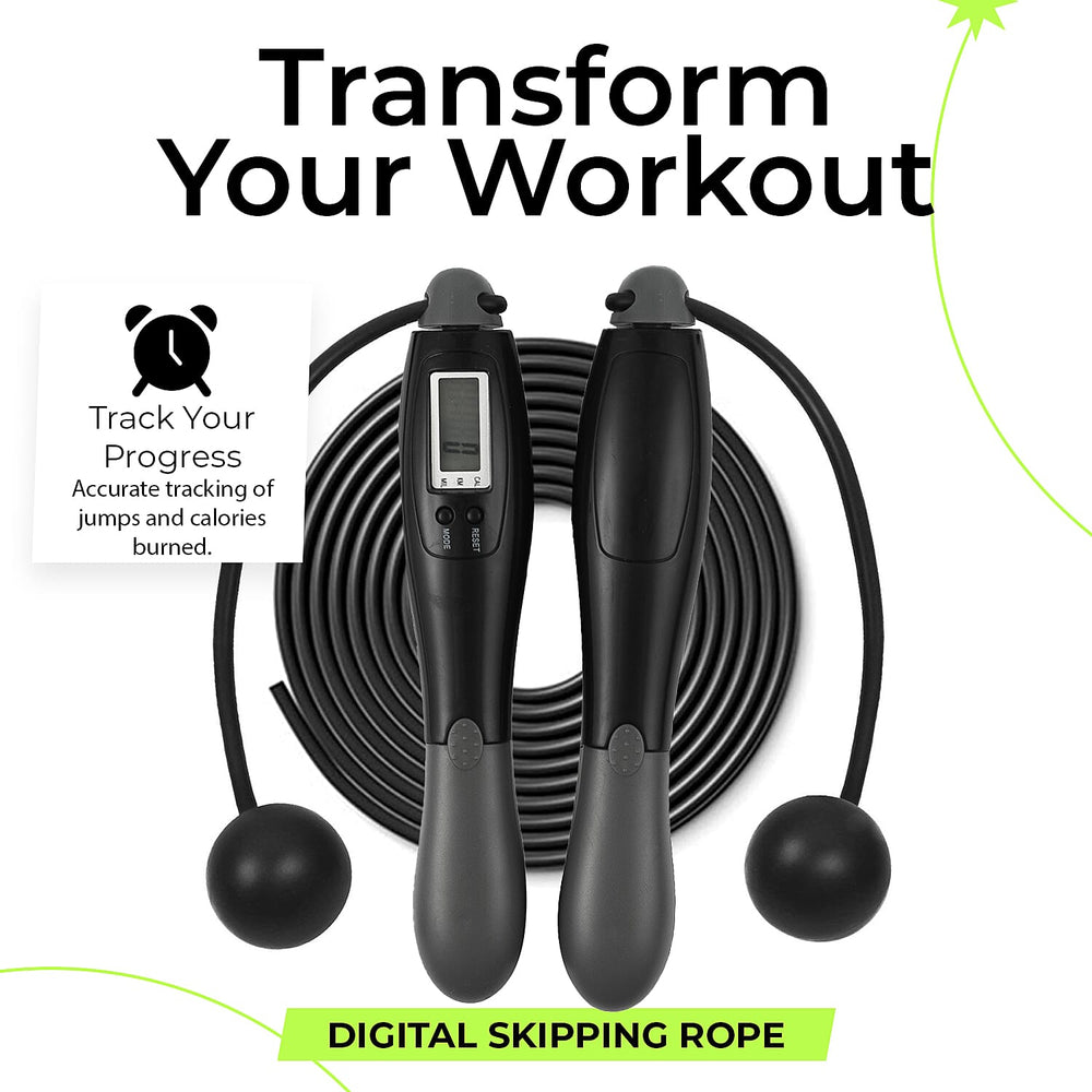 Digital Skipping Rope With - Without Rope - Black - Grey