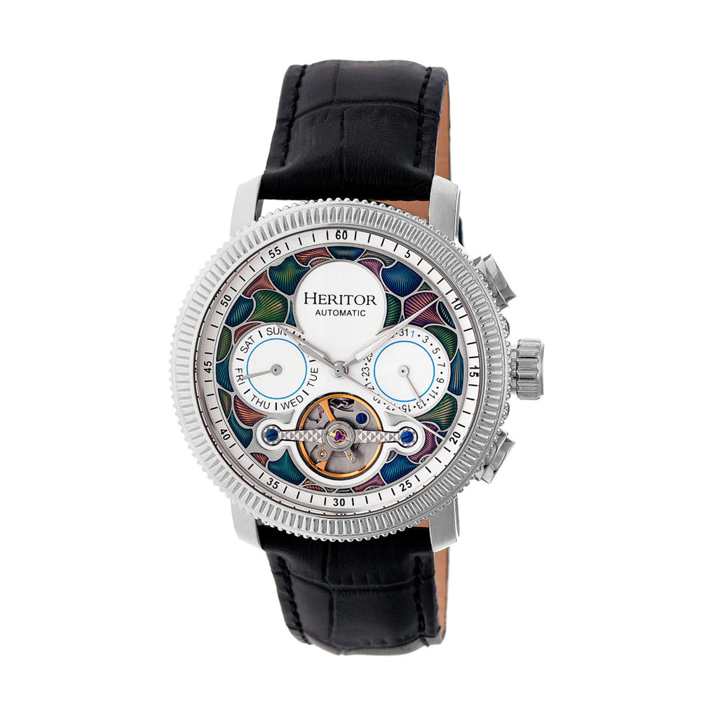 HERITOR Automatic Movt. 5ATM Water Resistance White Dial Mens Watch with Black Colour Leather Strap_7782837